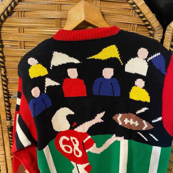 Vintage Jack B. Quick Football Cardigan Sweater 80s Sports Knit Medium hong kong - Picture 5 of 11